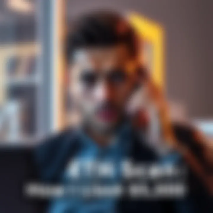 Individual talking on a phone with a concerned expression, symbolizing a scam call experience