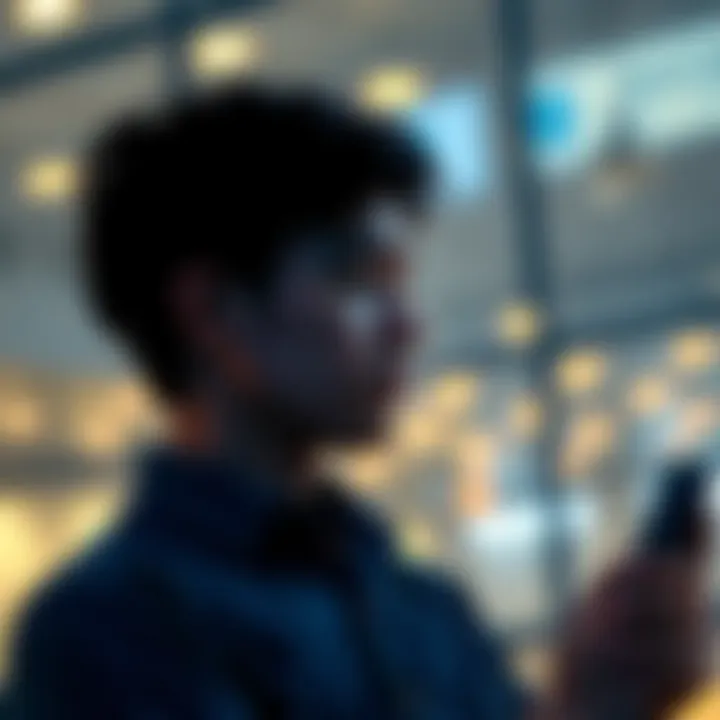 Individual looking at their phone, contemplating Raiz Account investment and bank safety