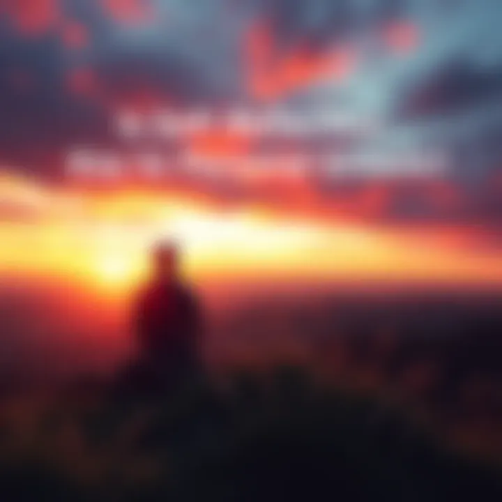 A person sitting on a hilltop at sunset, deep in thought, symbolizing self-reflection