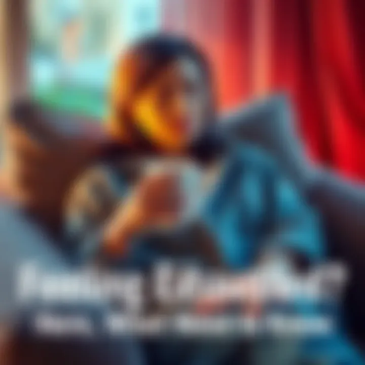 A person sitting comfortably with a cup of tea, looking peaceful and refreshed, symbolizing relaxation and self-care