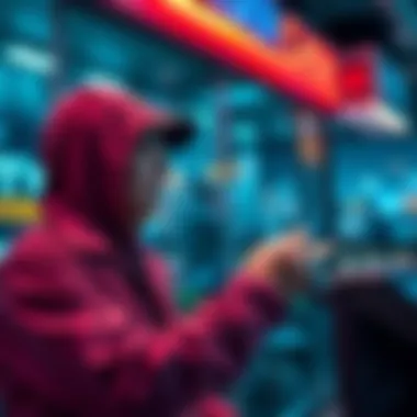 A person exchanging cryptocurrency for cash at an in-person service