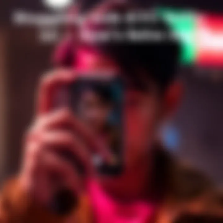 A person holding a phone in front of their face, attempting to take a selfie for KYC verification, with a frustrated expression