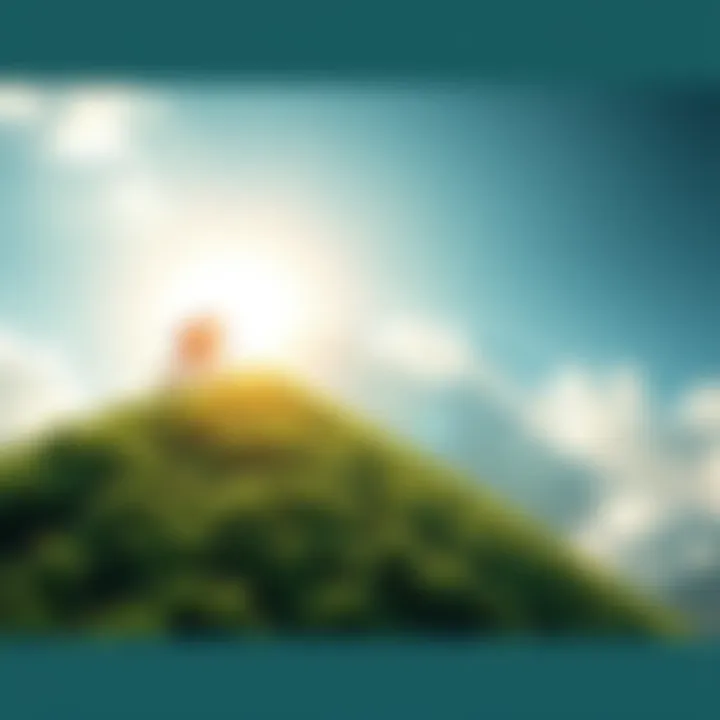 Person climbing a hill A person climbing a green hill towards a bright sky, symbolizing daily growth and progress.