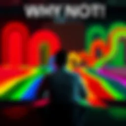 A person sitting at a table with multiple colorful paths in front, considering unconventional decisions