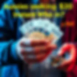 A person holding Australian cash notes while counting coins, representing the need for quick cash in Australia.