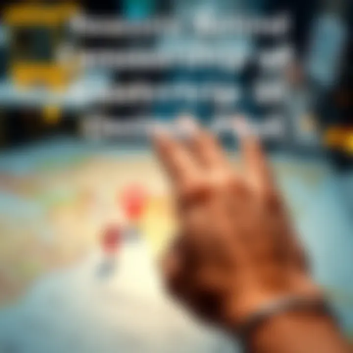 A person uses a finger to cover a location marked on a map, symbolizing the act of censorship in online posts.