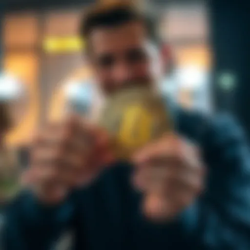 A person smiling while holding a Bitcoin symbol, showing their excitement and transformation from skeptic to believer.