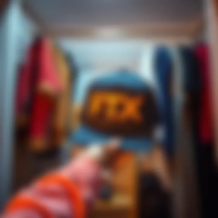 A person holding an FTX hat found in their closet, symbolizing corporate memorabilia