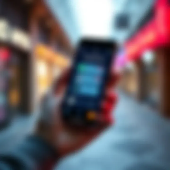 Close-up of a person's hand holding a smartphone displaying an app with earnings on the screen