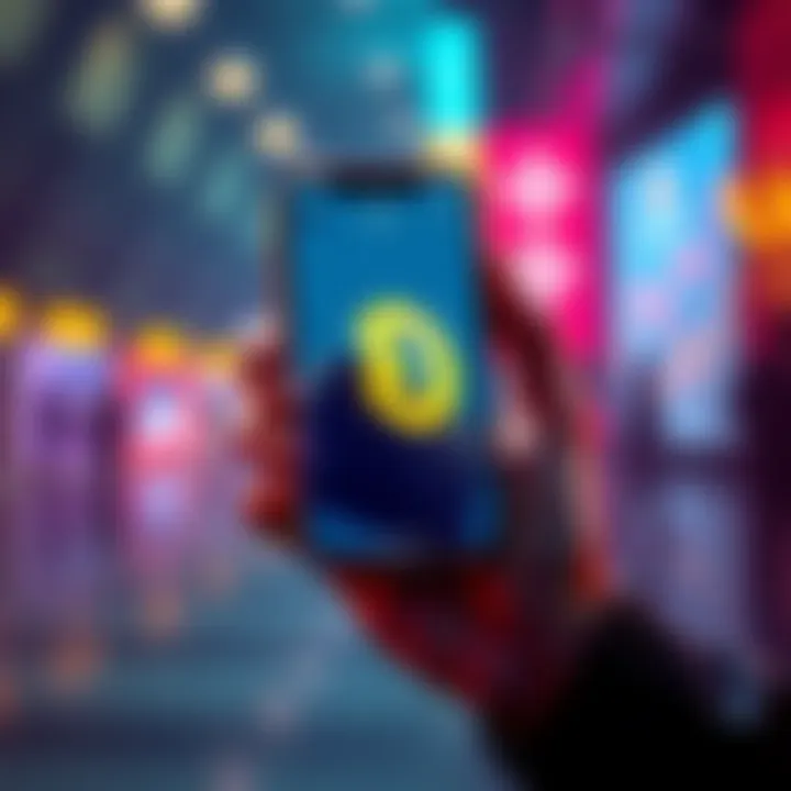 Person holding a smartphone showing Pi's wallet A person confidently holding a smartphone that displays a Pi wallet, symbolizing strong HODLing despite market decline