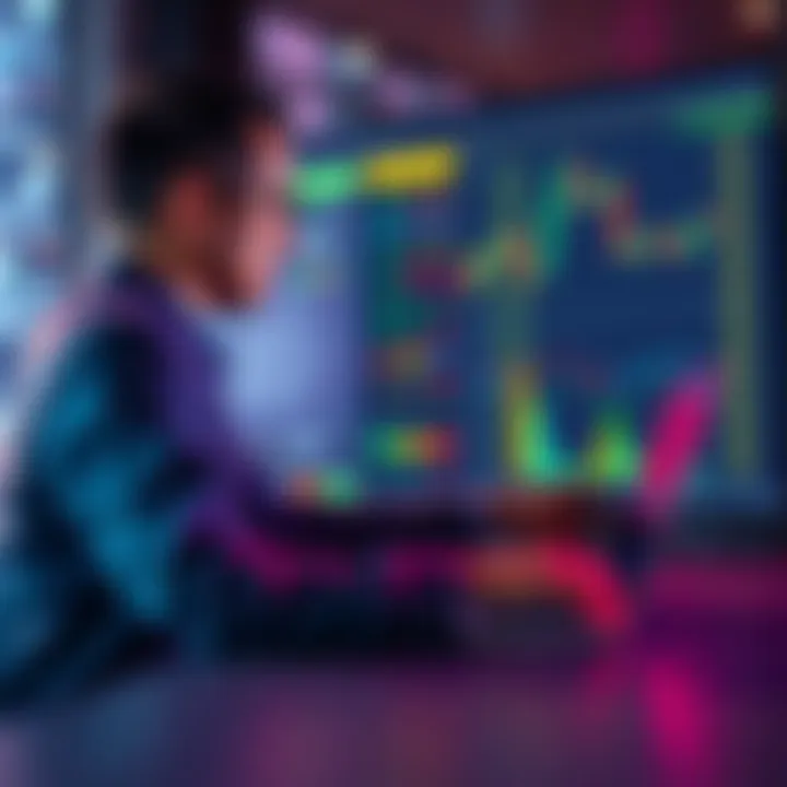 A person sits at a desk looking at financial charts on a laptop, contemplating whether to sell or hold investments before ETF approval.