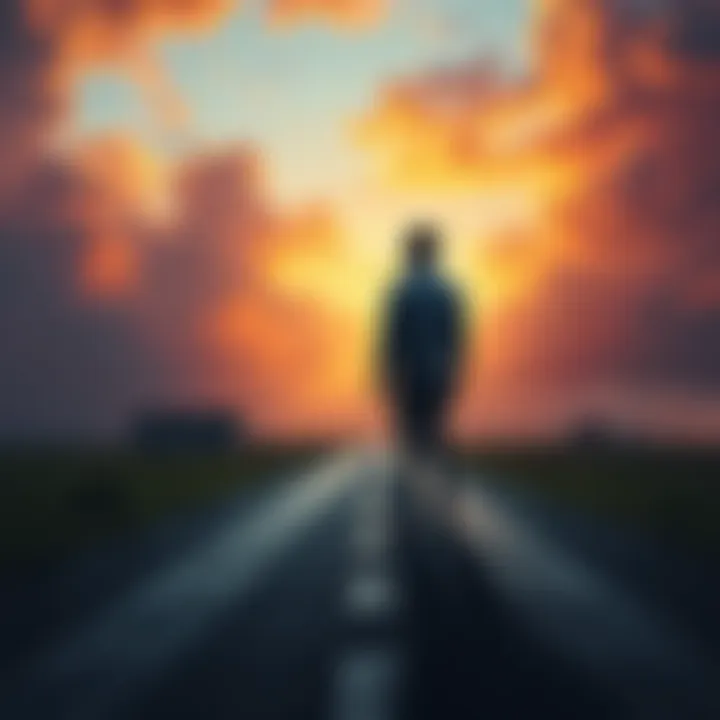 A person pondering a decision A person standing at a crossroads, contemplating choices that could lead to either foolishness or greatness