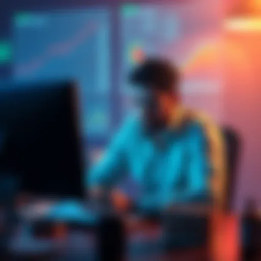 A person sitting at a desk, looking at financial charts with a concerned expression, symbolizing disappointment in their Pulsechain investment journey.