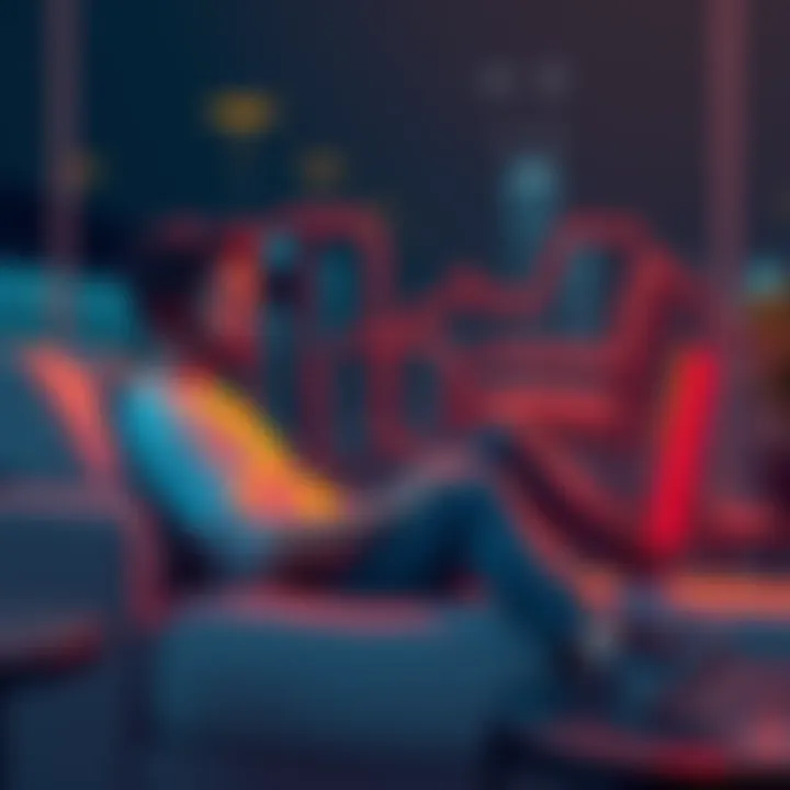 A person sitting comfortably with a laptop, checking cryptocurrency prices on a screen, looking calm and relaxed.