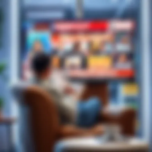A person sits comfortably in a cozy chair, reading a book while a news screen in the background displays headlines, symbolizing a break from the fast-paced news cycle.