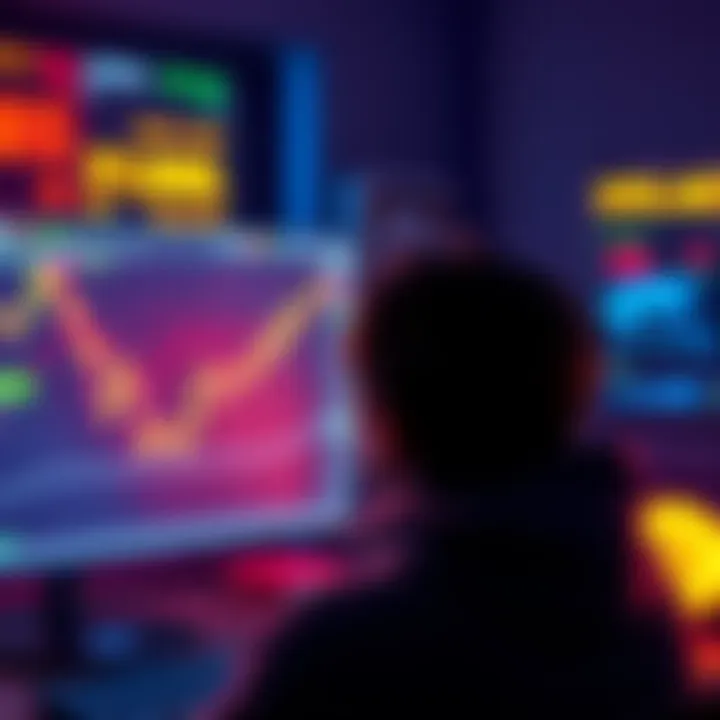 A person looking at a computer screen with cryptocurrency charts, symbolizing the decision to sell XRP to pay rent