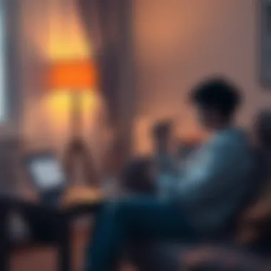 Person Taking a Break A person sitting in a cozy room, focusing on drawing while a laptop with Bitcoin graphs is closed nearby, symbolizing a break from cryptocurrency discussions.