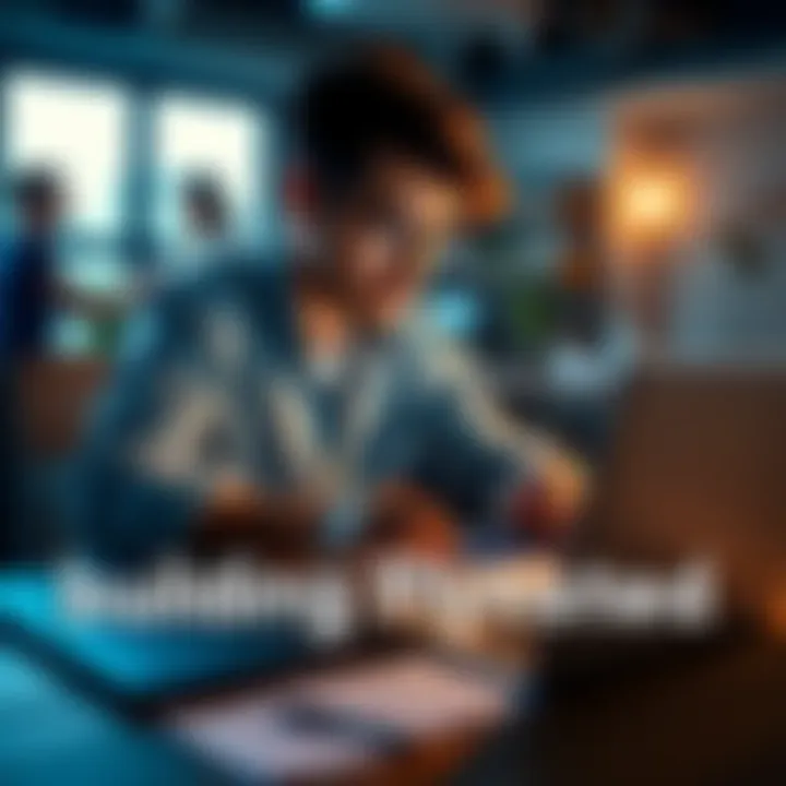A person focused on developing a financial tracking app, surrounded by notes and a laptop, symbolizing growth and determination.