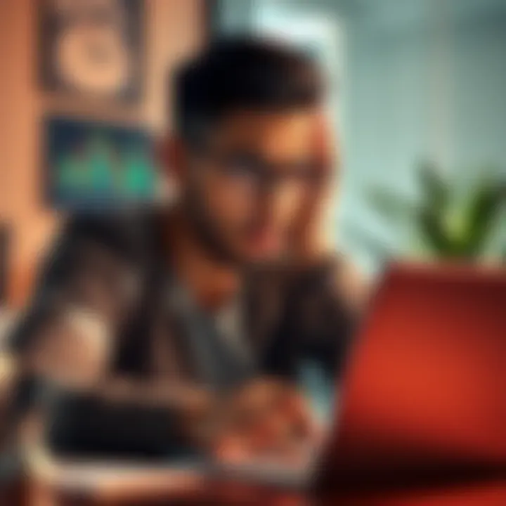 Person worried about investment A concerned individual looking at financial charts on a laptop, symbolizing investment in apps