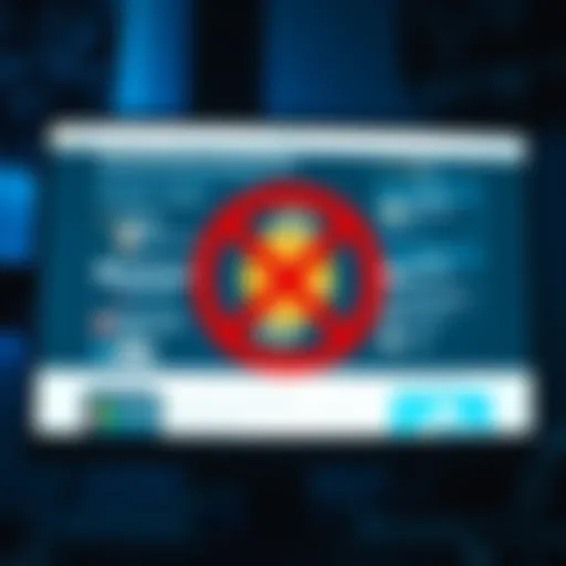 A graphic showing a crossed-out Bitcoin symbol in front of a computer screen displaying a personal finance forum, representing censorship discussions.