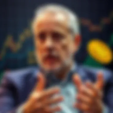 Peter Schiff discussing Bitcoin Peter Schiff speaking about Bitcoin, with charts and graphs in the background showing Bitcoin trends.