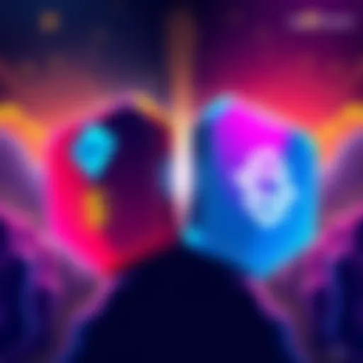 Illustration showing the Phantom and Solflare crypto wallets side by side, with icons representing features like staking and user reviews.