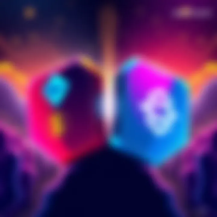 Illustration showing the Phantom and Solflare crypto wallets side by side, with icons representing features like staking and user reviews.