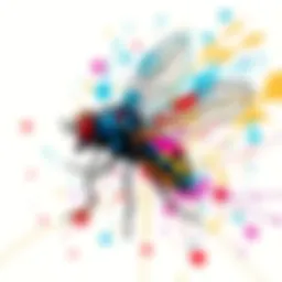 Philosophical Fly Doodle Sketch A colorful sketch of abstract fly doodles representing creativity and artistic expression