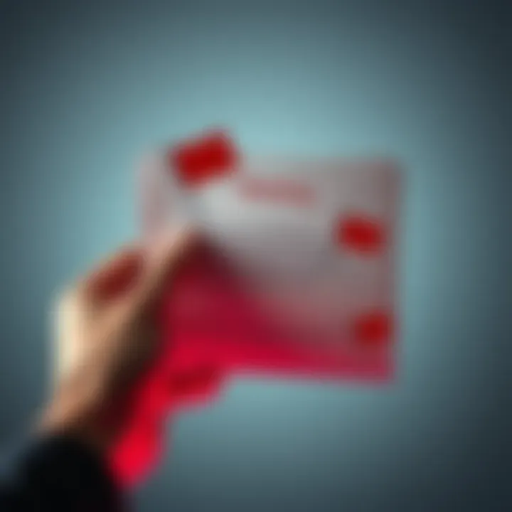 A person holding a fraudulent letter marked with red flags, highlighting key warning signs of phishing scams.