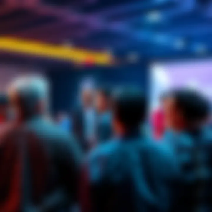 Group of early adopters sharing thoughts on Pi cryptocurrency at a conference