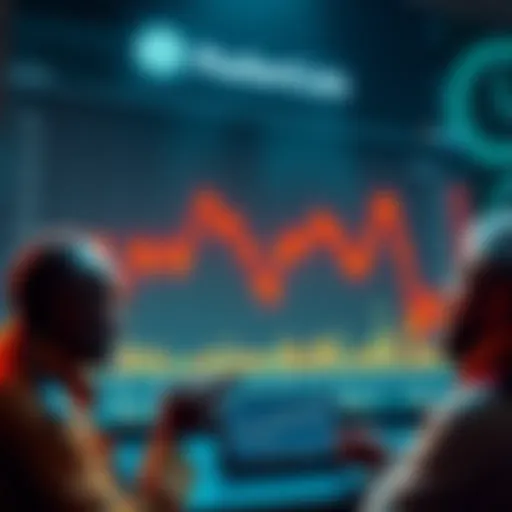 A chart showing a significant decline in the value of PissFartCoin, with worried investors observing