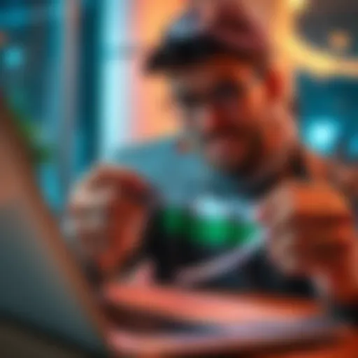 A person holding a platinum card and looking at a laptop showing cheaper plan options.