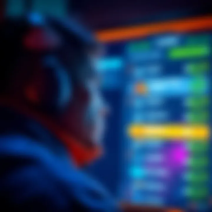 Player looking at challenge ladder A player gazing thoughtfully at a screen displaying a challenge ladder, expressing feelings of unfulfillment