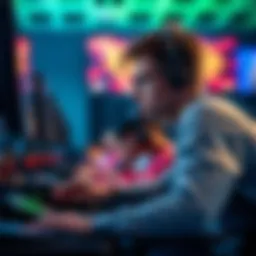 A gamer sits at their console, looking thoughtful while reviewing their performance at a recent gaming event.