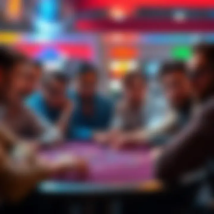 A group of players looking frustrated while discussing spin ratios and token wins at a gaming table