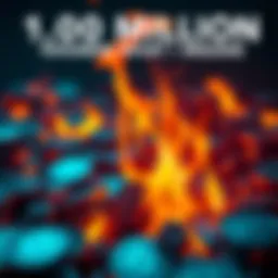 A digital representation of POL tokens being set on fire, symbolizing the burning of 100 million tokens in cryptocurrency.