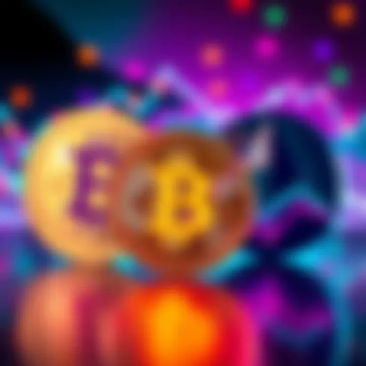A visual representation of Polkadot's price increase against a backdrop of Bitcoin and Ethereum logos