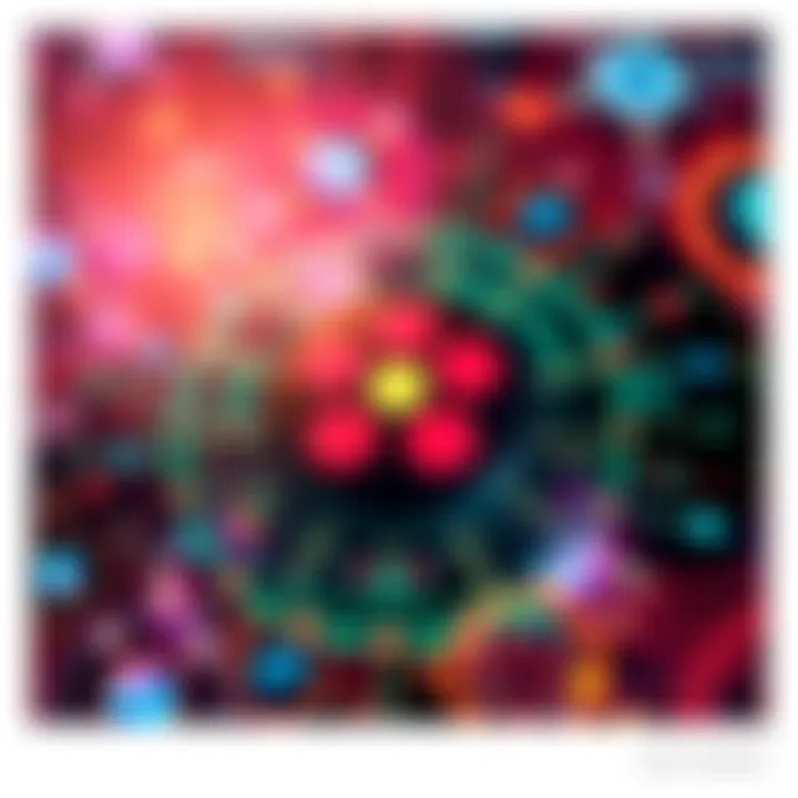 Polkadot logo surrounded by digital technology elements representing its strong tech foundation