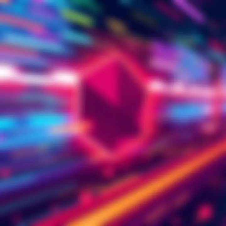 A visual representation of Polygon's blockchain, showing fast transactions and efficiency with bright graphics.