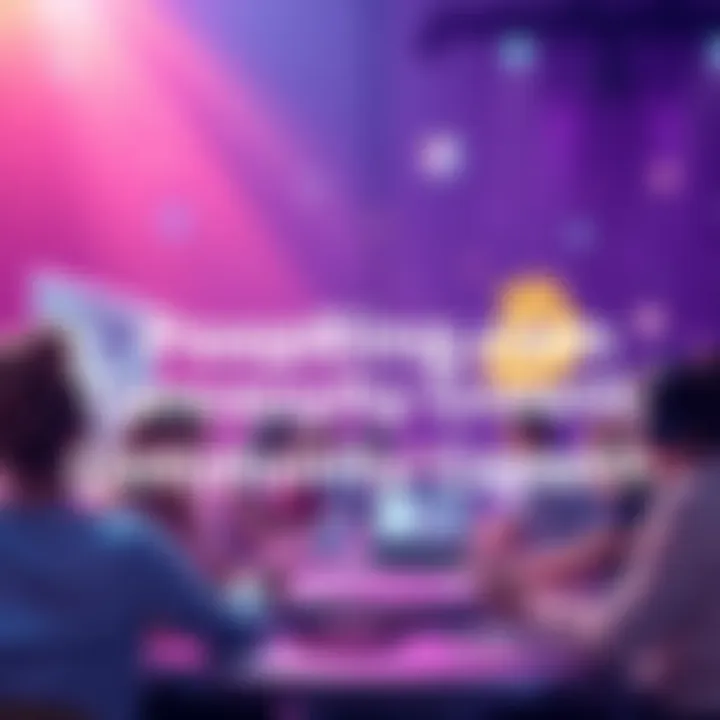 PoopRing.com Community Growth A vibrant community discussion about DeFi on PoopRing.com, featuring engaging visuals of blockchain technology and social interactions.