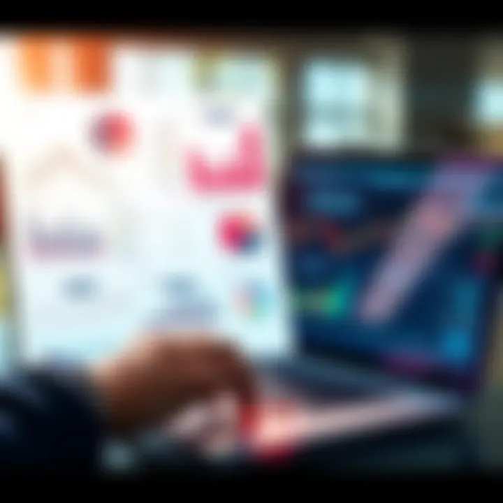 A person analyzing a diversified investment portfolio with charts and graphs on a laptop.