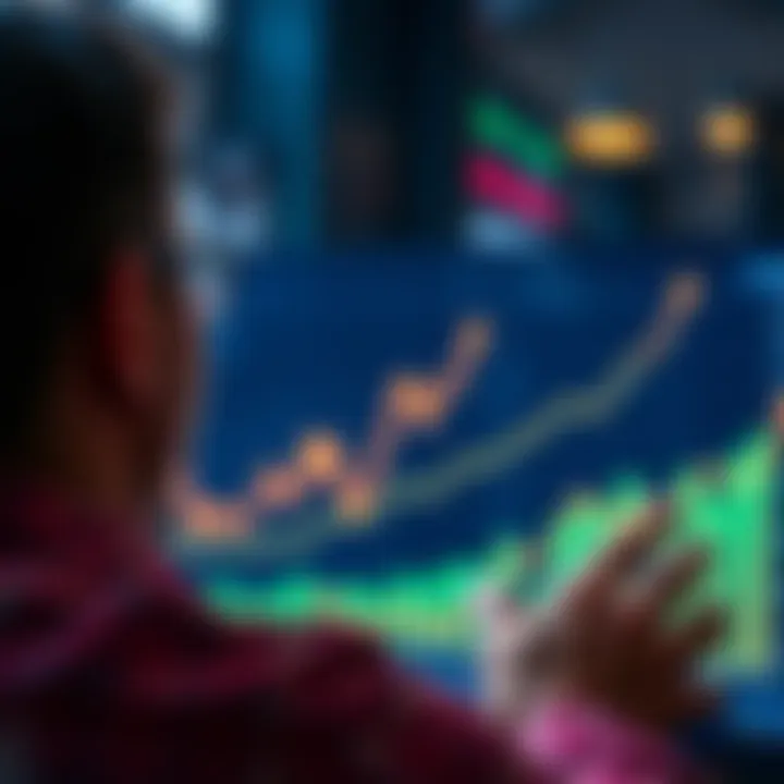 A person looking at a portfolio chart with upward trends, asking for community input on potential growth.