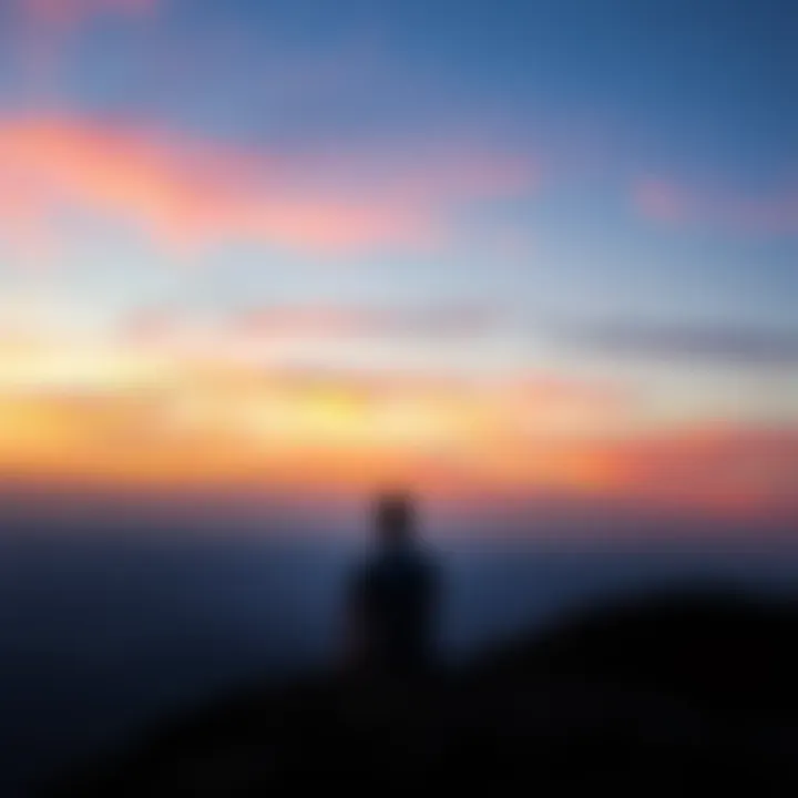 A person sits in a thoughtful pose, looking towards an open horizon, symbolizing exploration and potential.