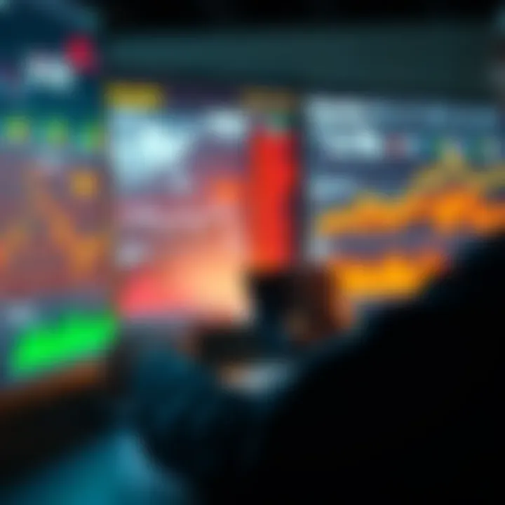 Prediction Market Overview A person analyzing data on a computer screen, evaluating prediction markets like Polymarket and Kalshi, with charts and graphs in view.