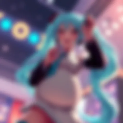 A stylized character representing Pregnant Obama Miku, blending cultural elements with anime aesthetics