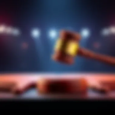 Premium Auction Concept A visual of a gavel and auction paddles representing a premium auction category with reserve pricing.