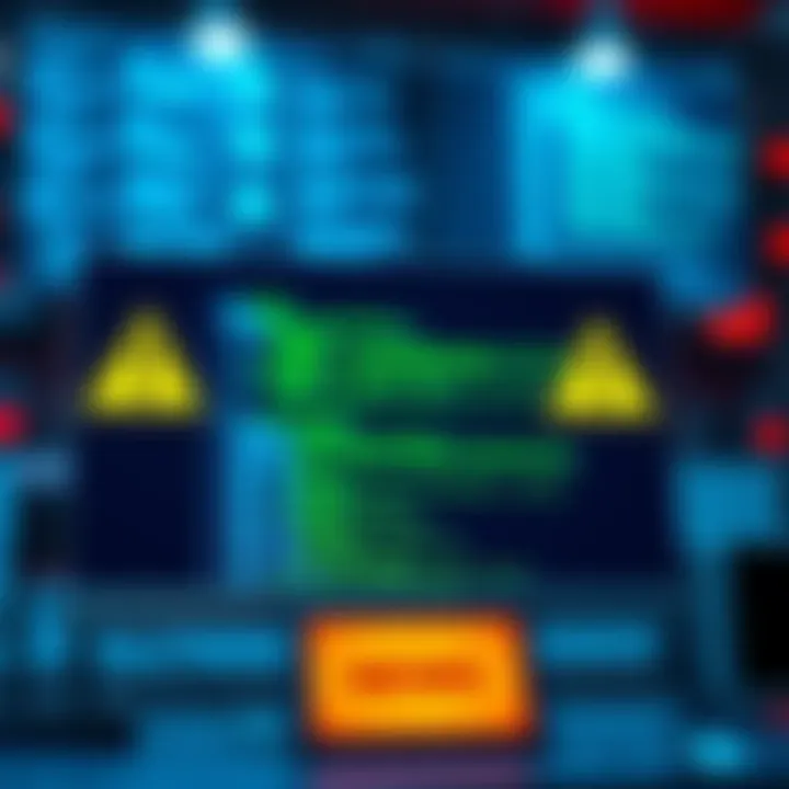 A graphic showing a computer screen with code and warning signs indicating PDA address conflicts