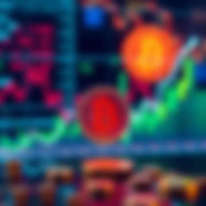 Graph showing a decline in Pi's price with a downward trend line and financial symbols in the background