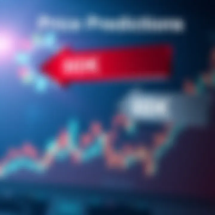 Two arrows pointing in opposite directions, one labeled 90K going up and the other labeled 60K going down, with a chart in the background showing market trends.