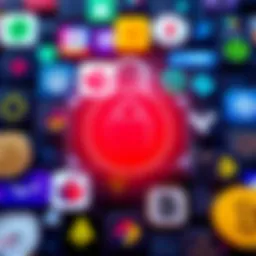 A collage of various cryptocurrency app logos with a padlock symbol, highlighting privacy features